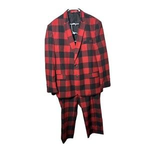 Shinesty The Red &‎ Black Men's Suit Christmas Blazer Pants Size 52 Jacket 44x29